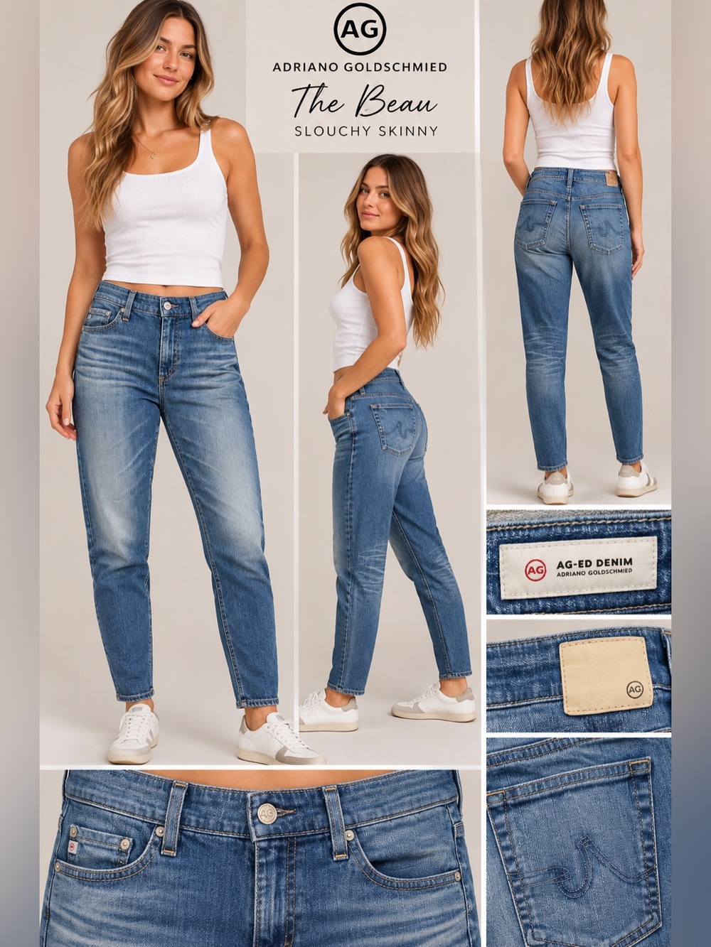 AG Adriano Goldschmied The Beau Slouchy Skinny Jeans Medium Wash 29R